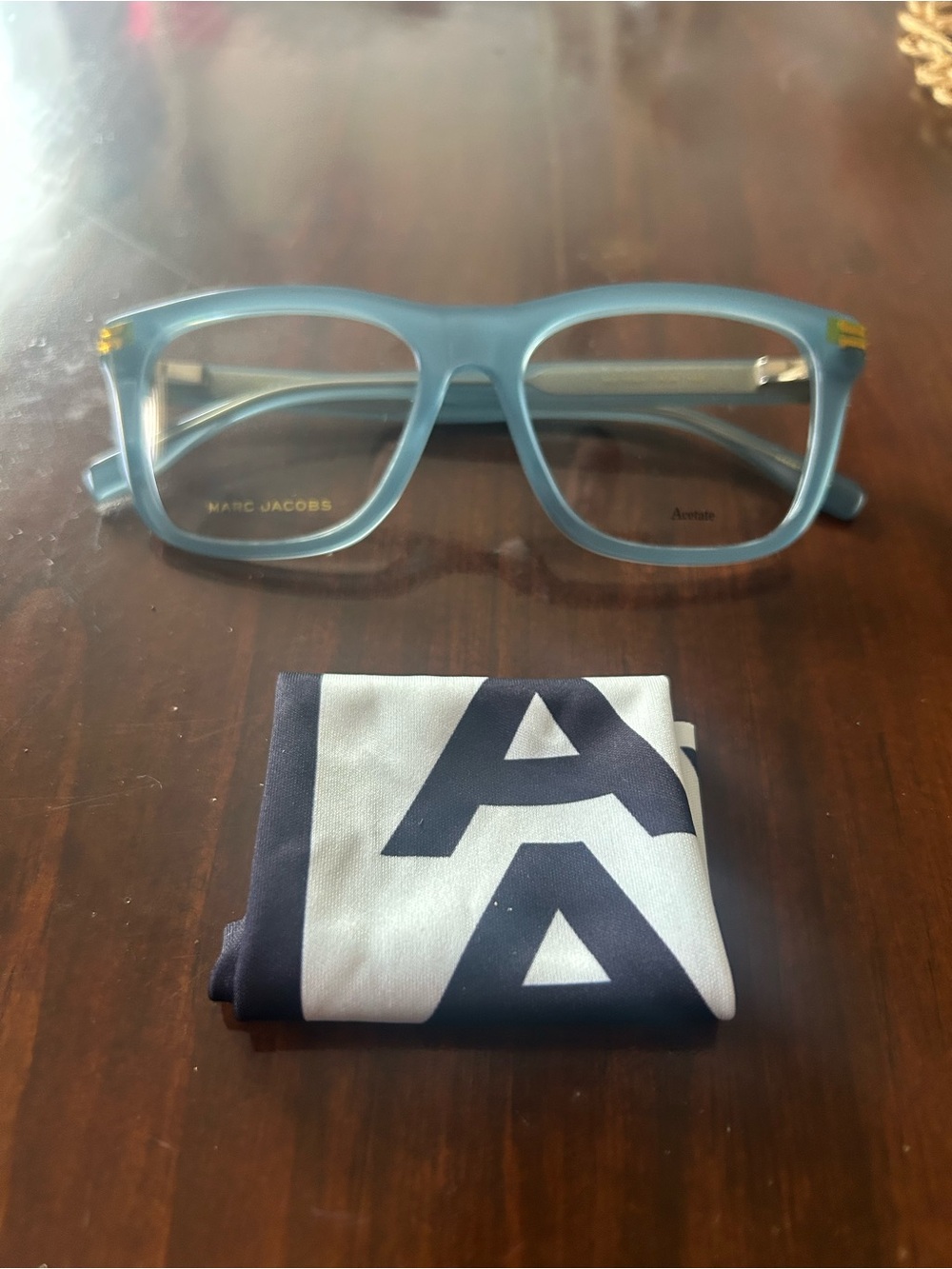 Marc Jacobs Light Blue Translucent Frames with case.